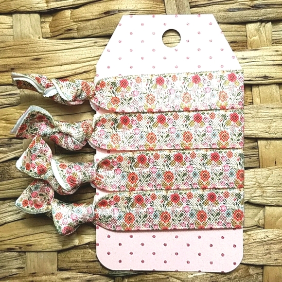 Accessories - Set of 4 Boho Festival Floral Ponytail Hair Ties